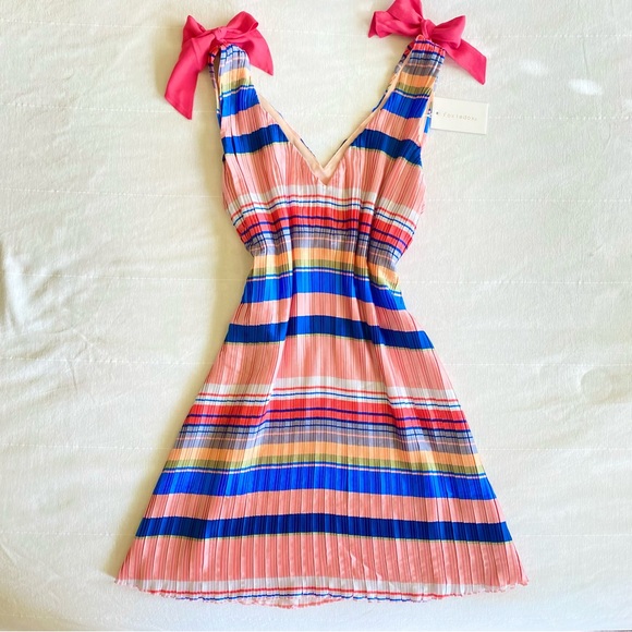 NWT FoxieDox Anthropologie Striped Pleated Shift Dress - Picture 5 of 16